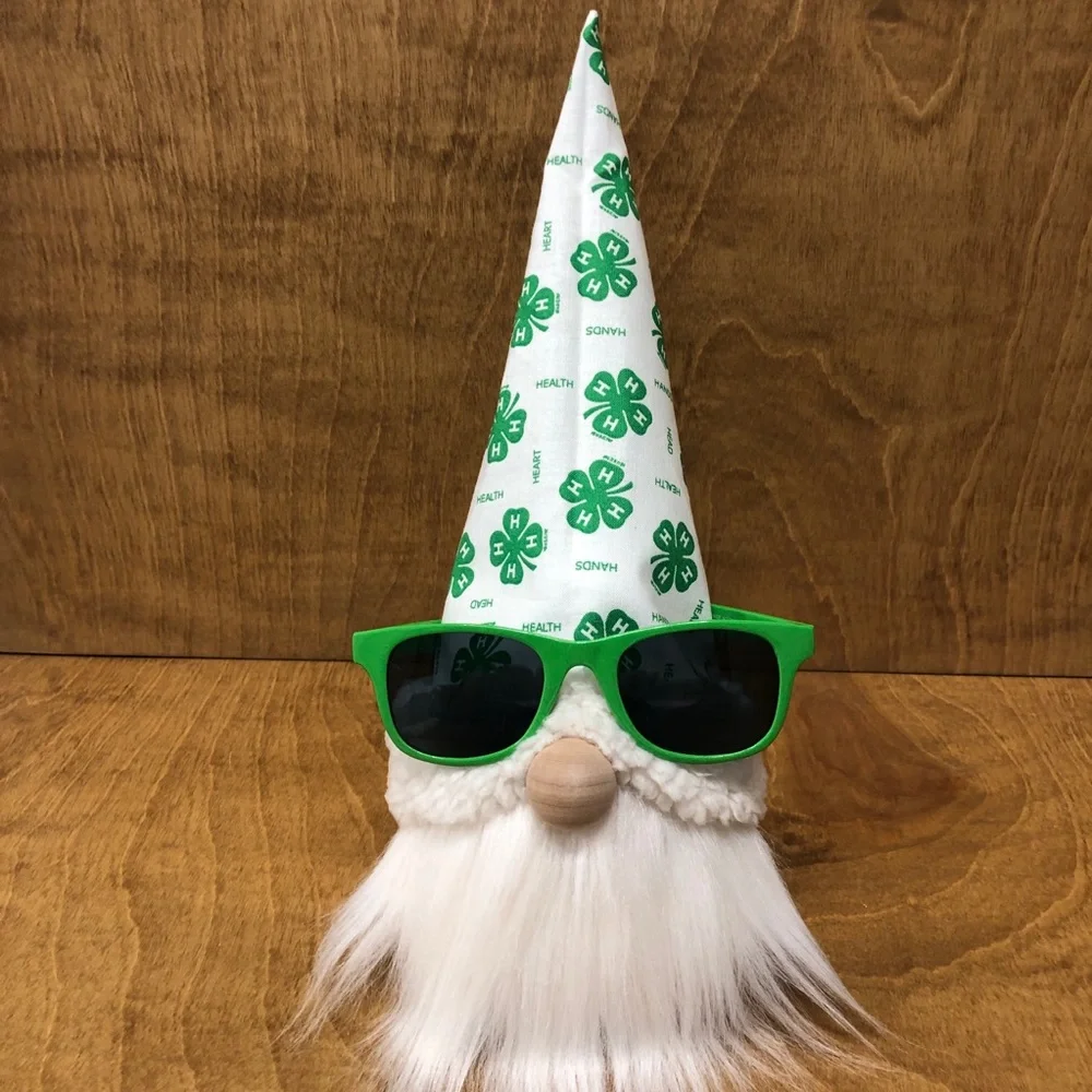 4-H Gnome Heart Health Hands Head 4-Leaf Clover Green White Gift Sunglasses - Picture 1 of 4